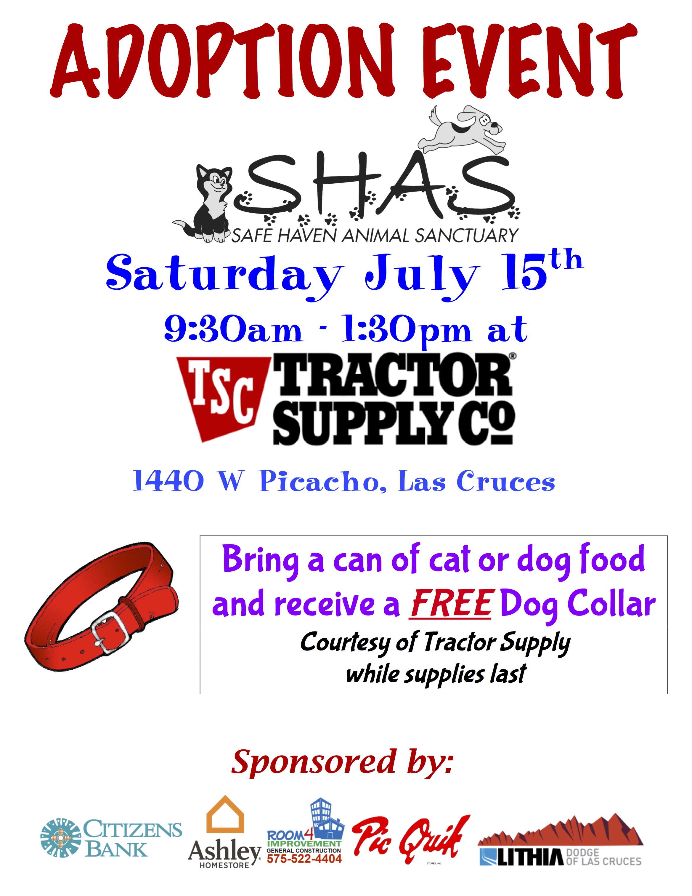 SHAS Adoptions at Tractor Supply Safe Haven Animal Sanctuary